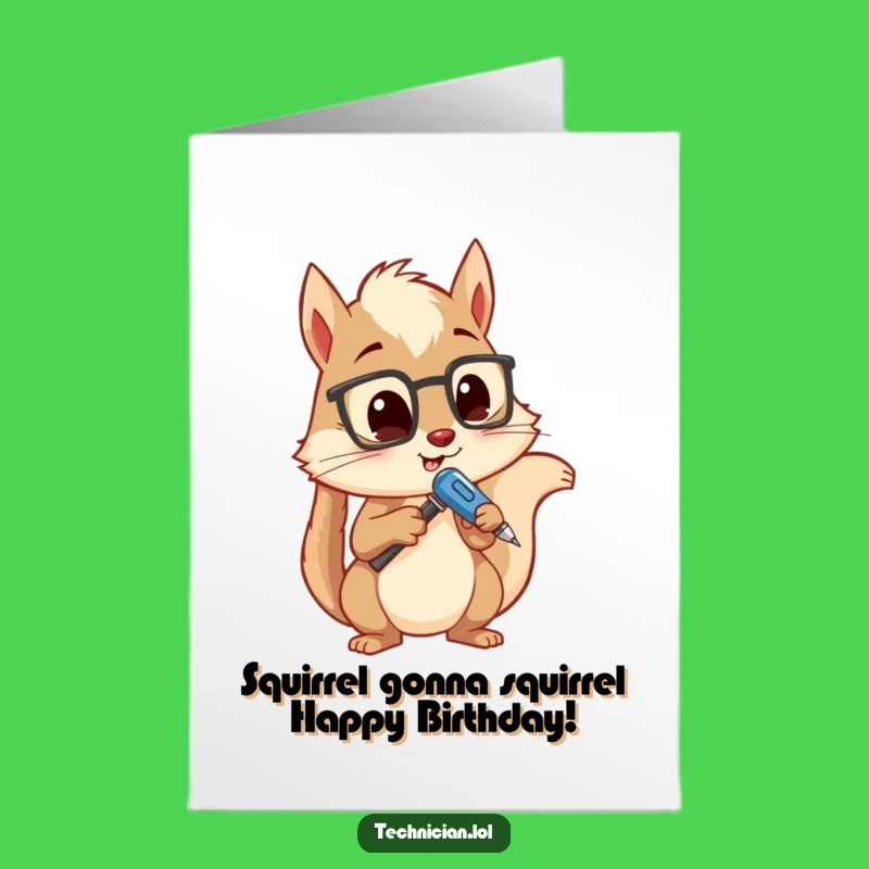 Free Printable Birthday Card: Funny Squirrel Mechanic DIY Gift Downloadable Art