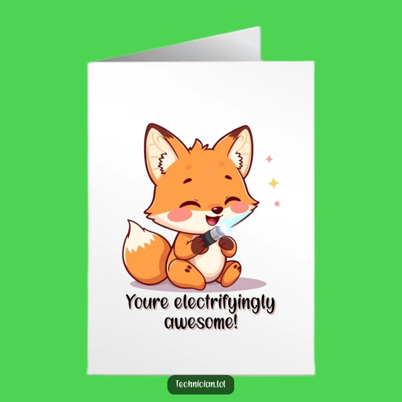 Free Printable Birthday Card: Tech Fox Soldering, Funny Downloadable Gift for Geeks!