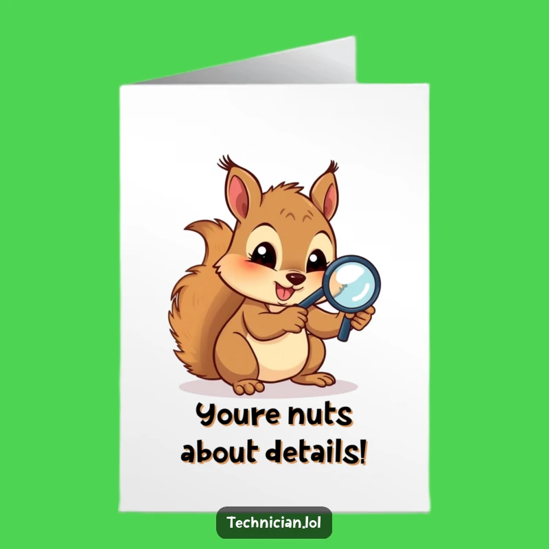 Free Printable Birthday Card: Squirrel Inspects Circuits, Funny Downloadable Gift!