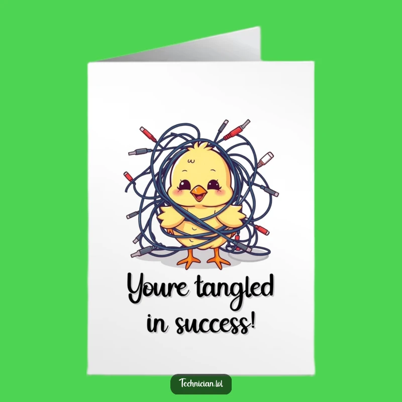 Free Printable Congrats Card: Chick Survives Cables, Hilarious Downloadable Gift!