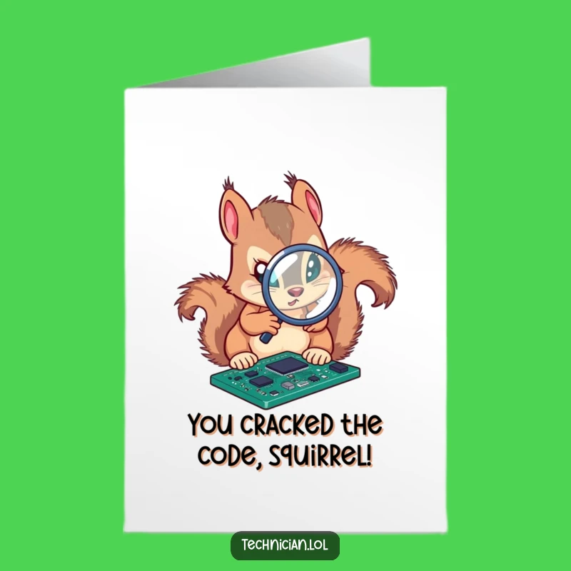 Free Printable Congrats Card: Funny Squirrel Engineer Analyzes Success