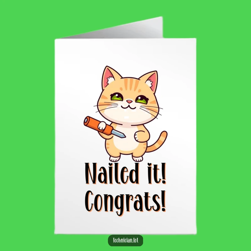 Free Printable Congratulations Card: Cat Fixer for a Clever Downloadable Message