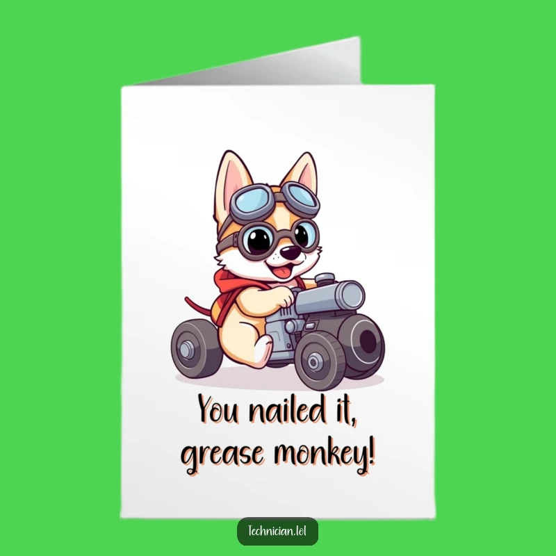 Free Printable Dog Mechanic Card: Funny DIY Downloadable Congratulations Gift