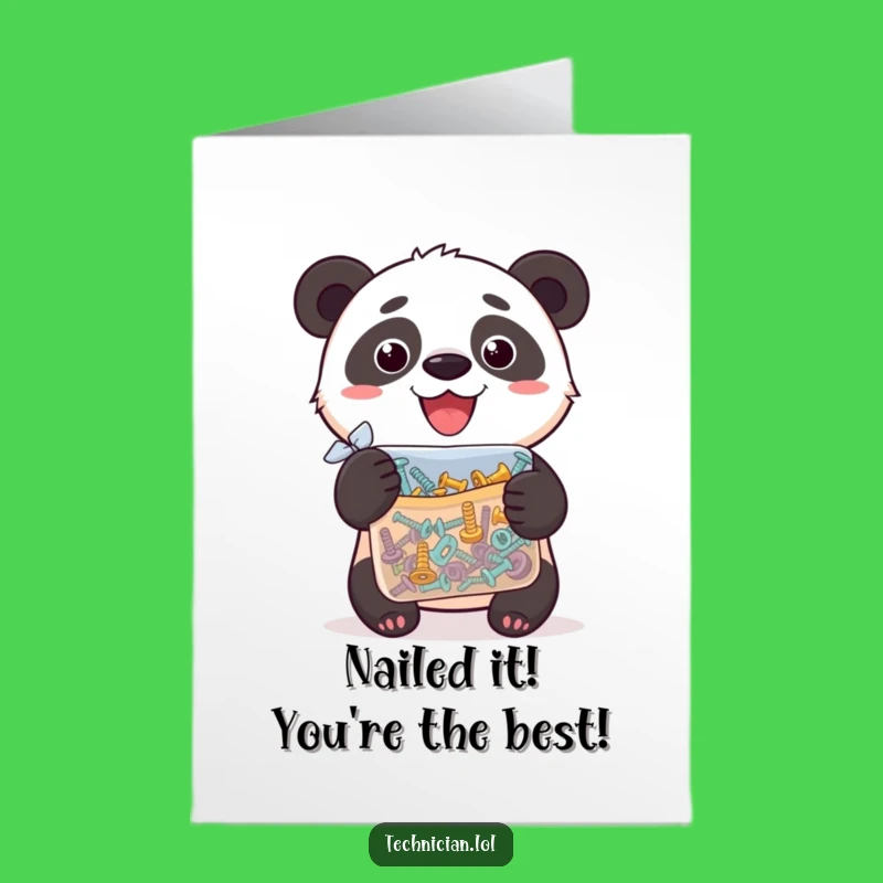 Free Printable Panda Hardware Congrats Card: Funny DIY Downloadable Gift