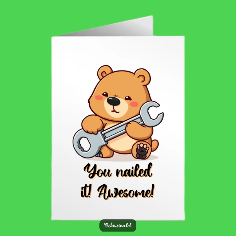 Free Printable Congrats Card: Bear's Successful Repair, Hilarious Downloadable Gift!