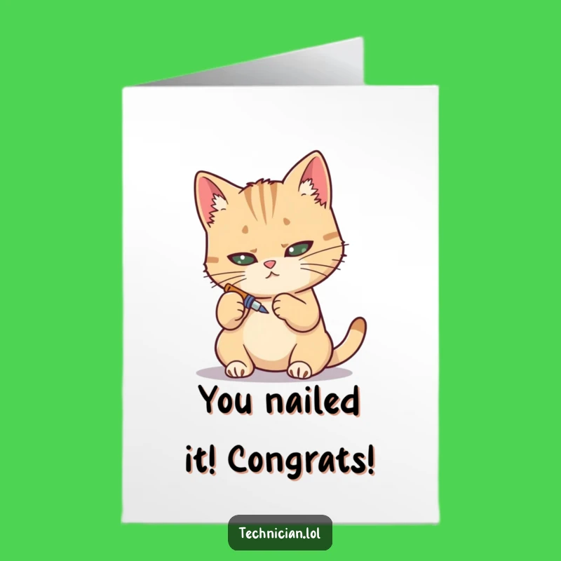 Free Printable Congrats Card: Precise Cat Mechanic - Downloadable Gift