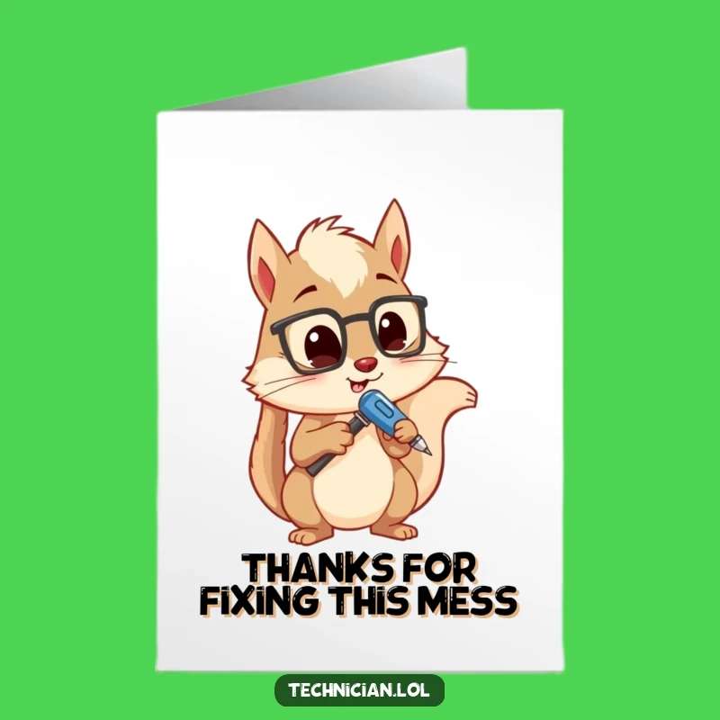 Free Printable Thank You Card: Squirrel Fix-It Expert DIY Gift Downloadable Art
