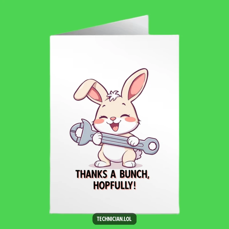 Free Printable Thank You Card: Humorous Bunny Mechanic DIY Gift - Print at Home