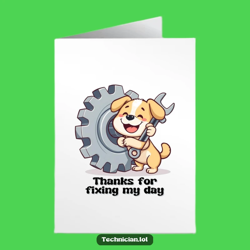 Free Printable Thank You Card: Funny Dog Mechanic DIY Downloadable Gift of Gratitude