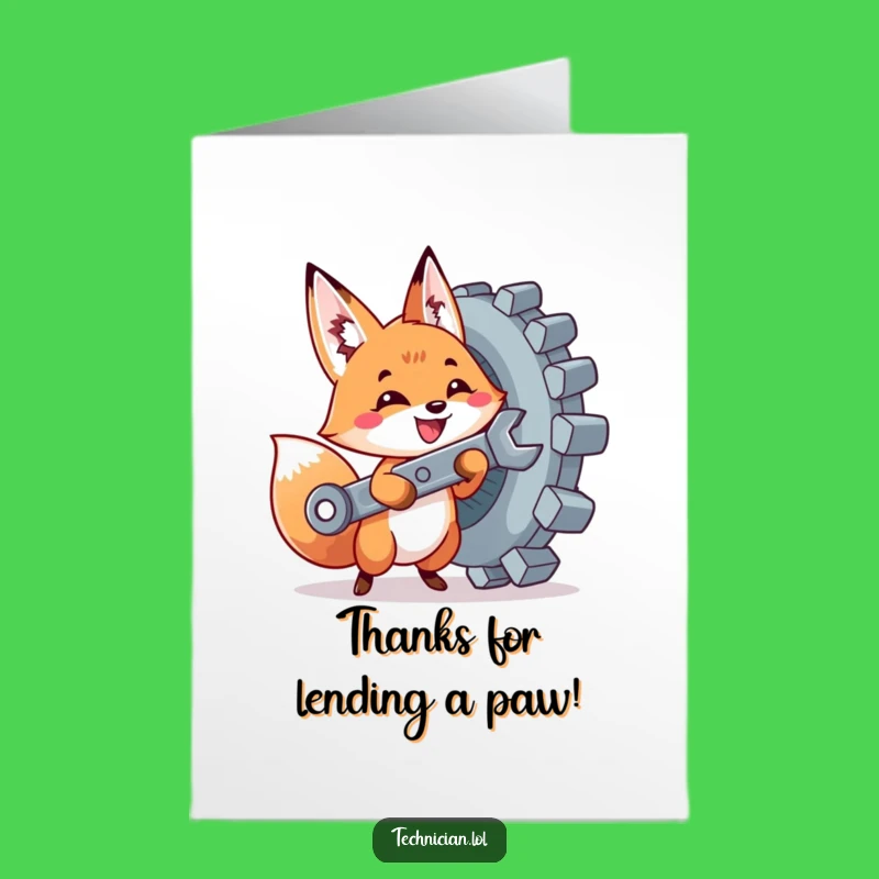 Free Printable Thank You Card: Fox Fixes Thanks! Downloadable Funny DIY Gift of Gratitude.
