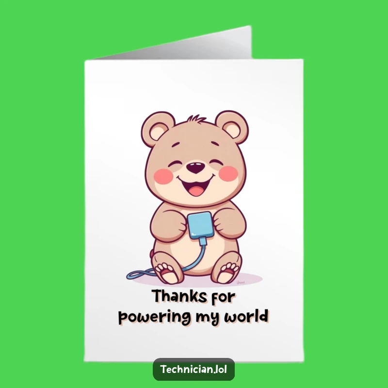 Free Printable Bear Thank You Card: Funny Downloadable Gift for Powering Your Day!