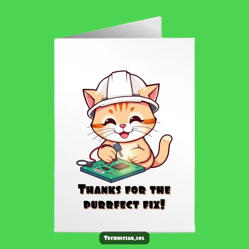 Free Printable Thank You Card: Cat Welder - Creative Downloadable Gratitude