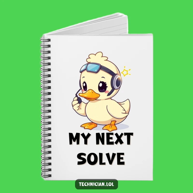 Funny Brave Duck Tech Support Notebook - Log Your Solutions!