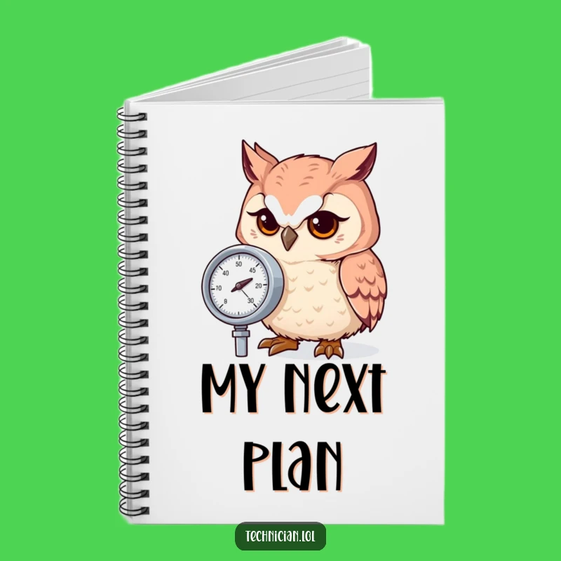 Funny Focused Owl Gauge Notebook - Record Your Insights!