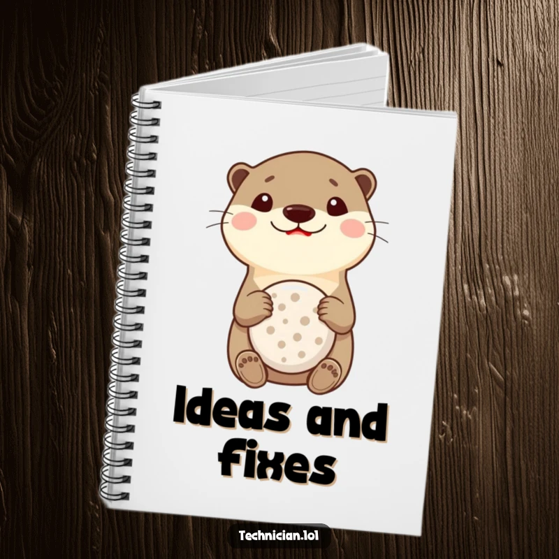 Funny Otter Multitool Notebook: A happy otter with a big smile holds a multitool, ready to record your thoughts creatively.