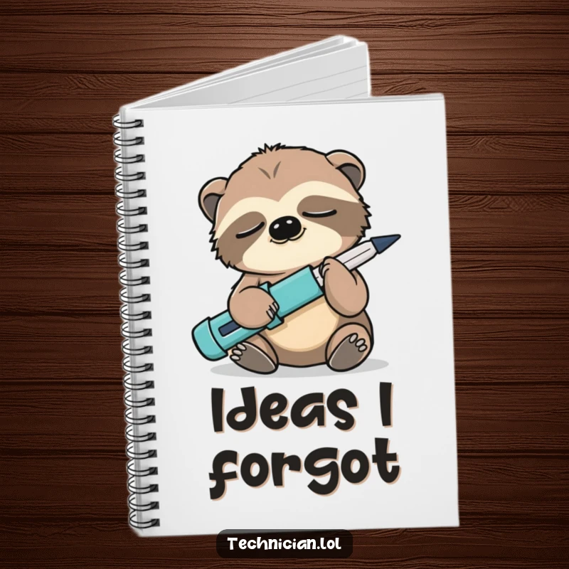 Funny Sloth Notebook: A sleepy sloth holds a screwdriver backwards, inspiring humorous notes and reflective thoughts.