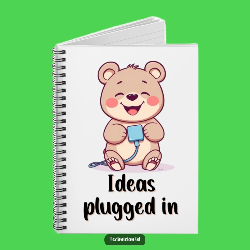 Funny Giggling Bear Tech Notebook - Log Your Ideas & Laughs