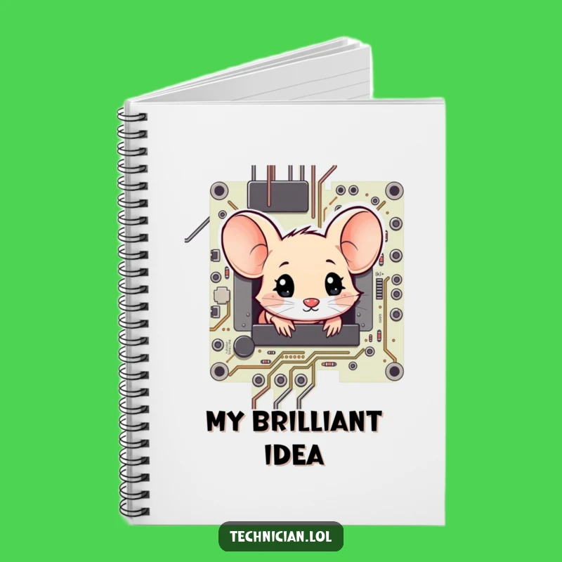 Funny Shy Mouse Circuit Board Notebook - Capture Your Ideas!
