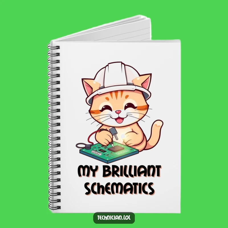 Funny Cat Electrician Notebook, Tech Cartoon Diary, Creative Funny Gift