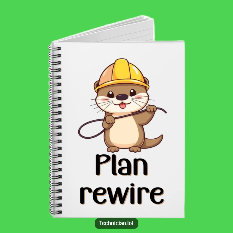 Funny Otter Hard Hat Wire Notebook - Jot Down Your Building Plans!