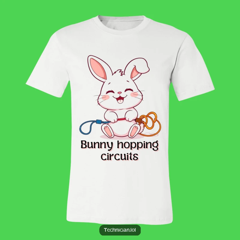 Funny Rabbit Electrician T-Shirt: Giggling Connector Tee, Perfect Humorous Gift