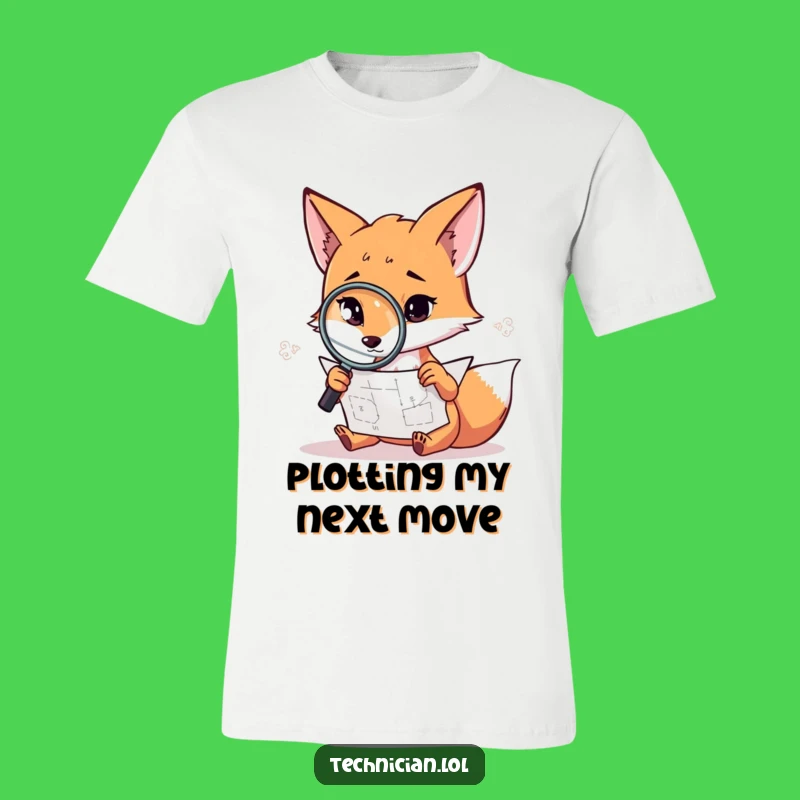 Funny Fox Detective T-Shirt: Sharp fox with diagram, a clever funny gift.