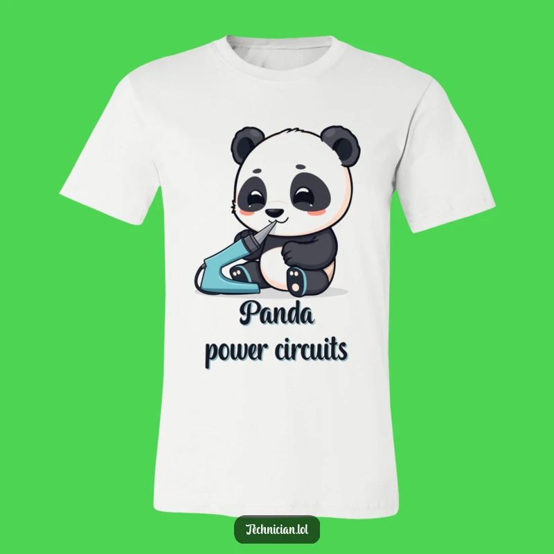 Funny Panda Maker T-Shirt: Enthusiastic Panda with Soldering Iron, Ideal Funny Gift
