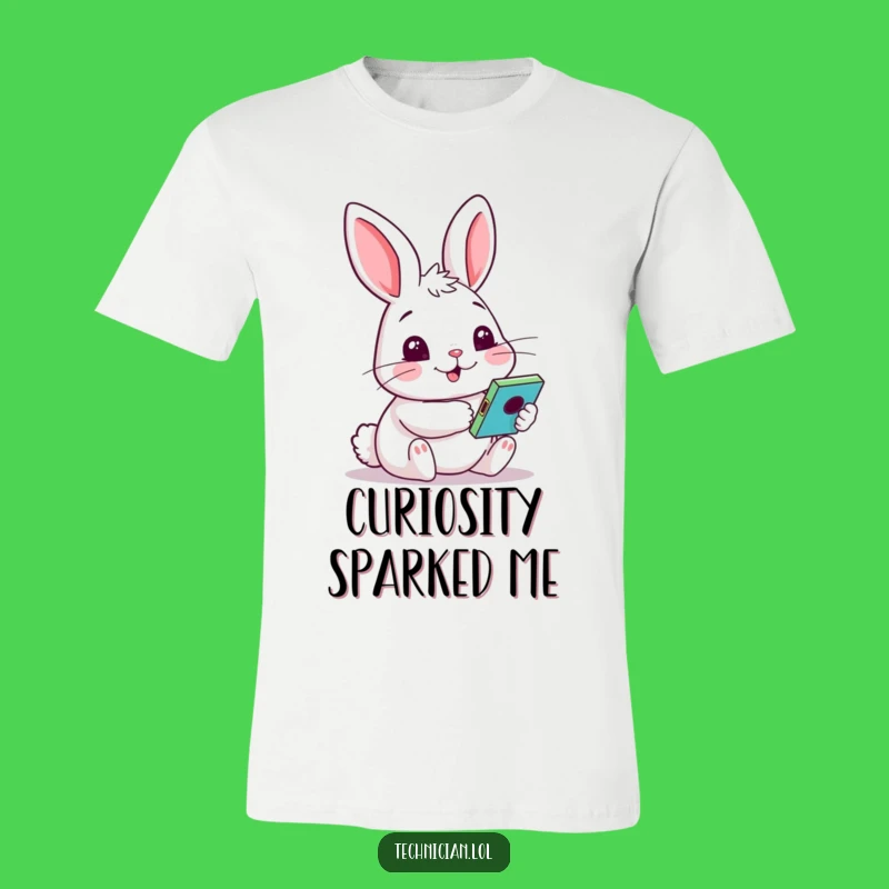 Funny Rabbit Explorer T-Shirt: Cheerful Rabbit with Gadget, Awesome Funny Gift Idea