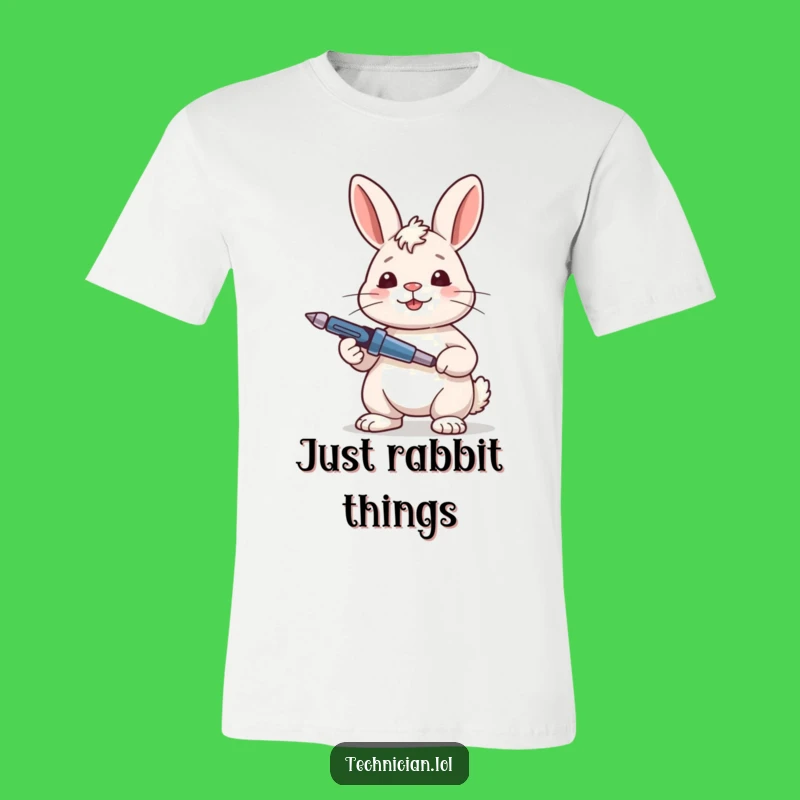 Funny Rabbit Fixer T-Shirt: Satisfied Builder with Screwdriver, DIY Fan Gift