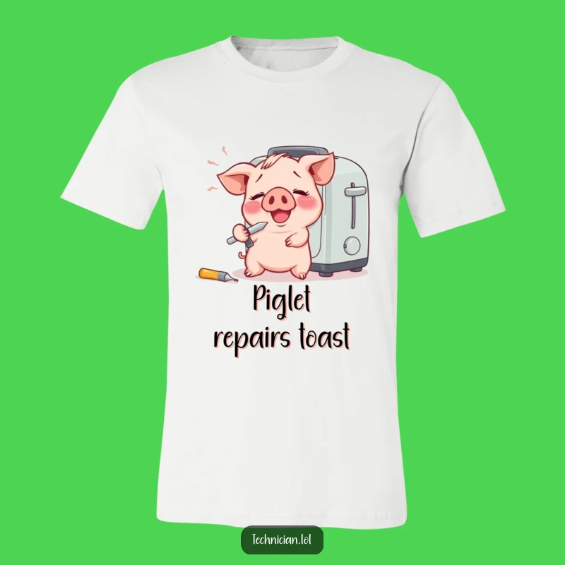 Funny Piglet T-Shirt: Giggles While Fixing Breakfast Mishaps