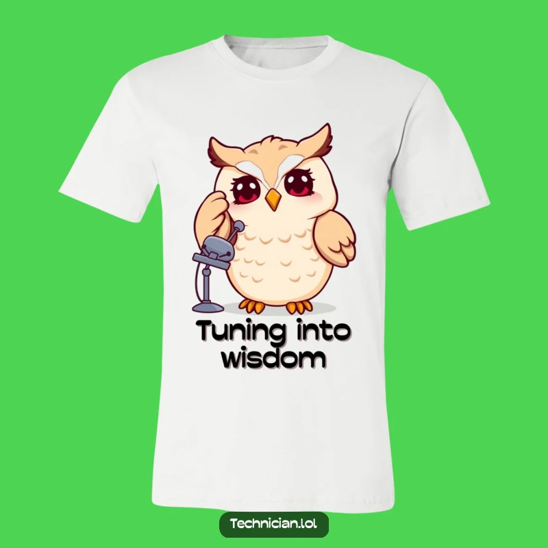 Funny Owl Satellite Dish T-Shirt: Cheerful Tech Apparel, Perfect Humorous Gift