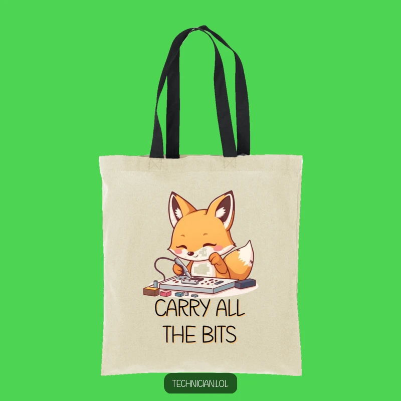 Funny Fox Tech Tote Bag: Carry Your Gear with Precision and Style