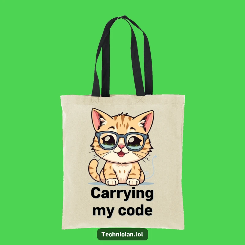 Funny Cat Tech Tote Bag - Carry Your Genius!