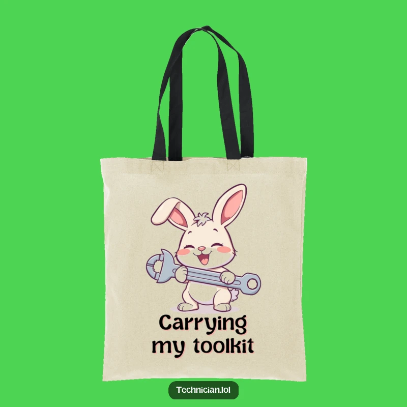 Funny Bunny Mechanic Tote Bag: Carry Your Gear With A Happy Hare And Wrench