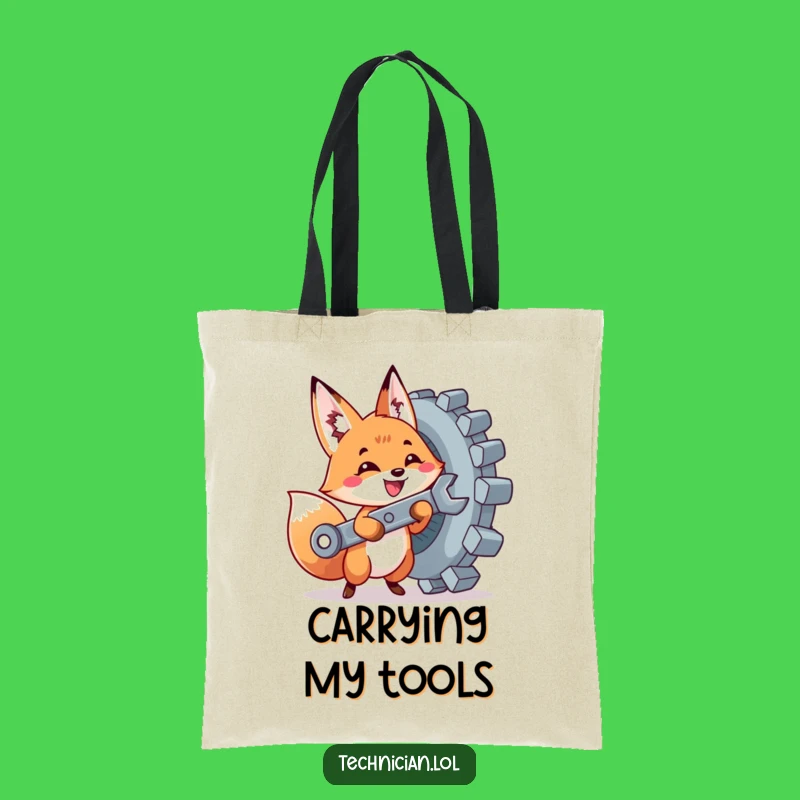 Funny Fox Mechanic Tote Bag: Cute DIY Carry-All - Ideal Funny Gift!