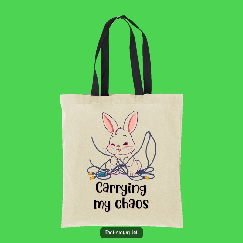 Funny Bunny Wires Tote Bag - Tech Solution Humor Gift