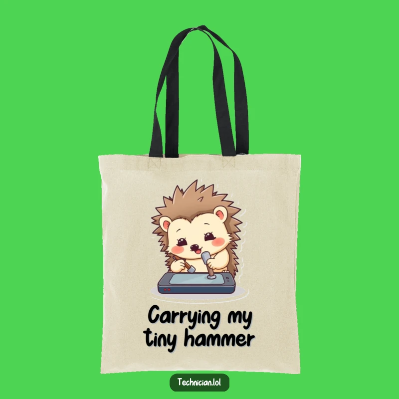 Funny Hedgehog Hammer Tote Bag: Carry Your Tech Woes with Style Gift