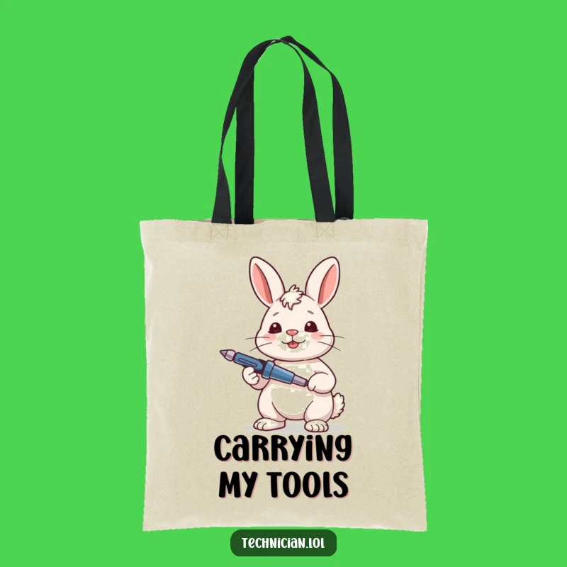 Funny Rabbit Tote Bag: Satisfied Fixer's Tool Carrier, Handy Gift