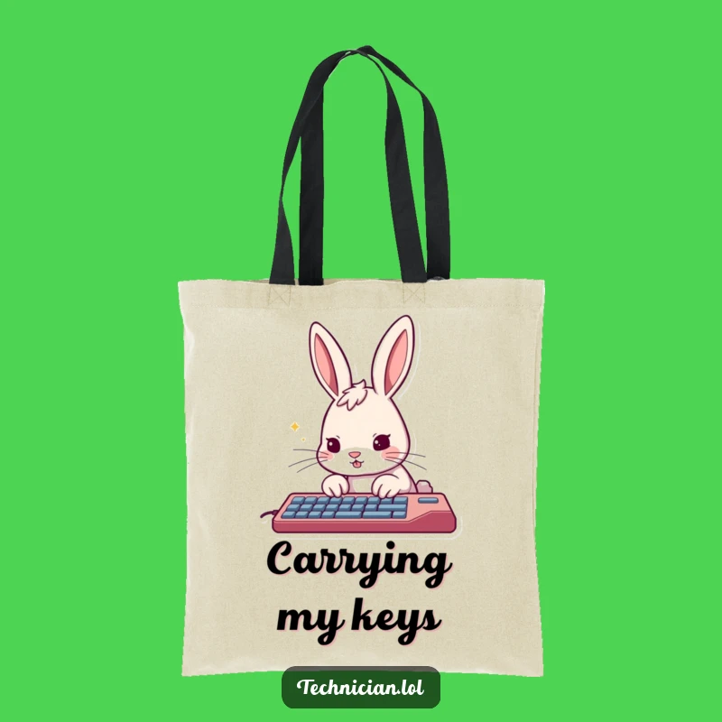 Funny Rabbit Typing Tote Bag - Carry Your Ideas Fast!
