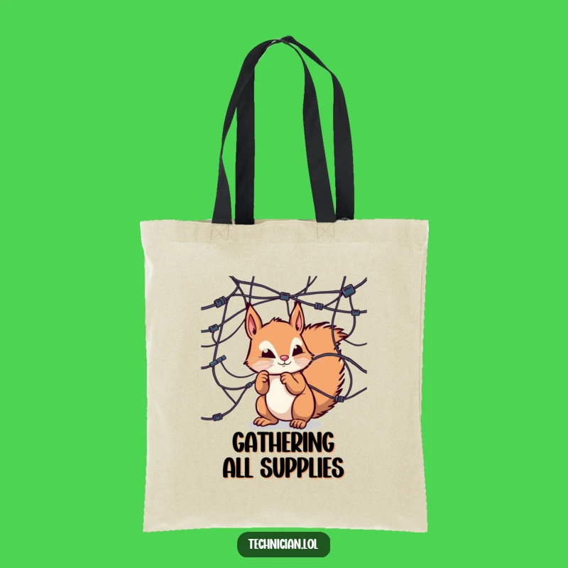 Funny Squirrel Tech Tote Bag: Carry your tech with this curious explorer, a perfect funny gift!