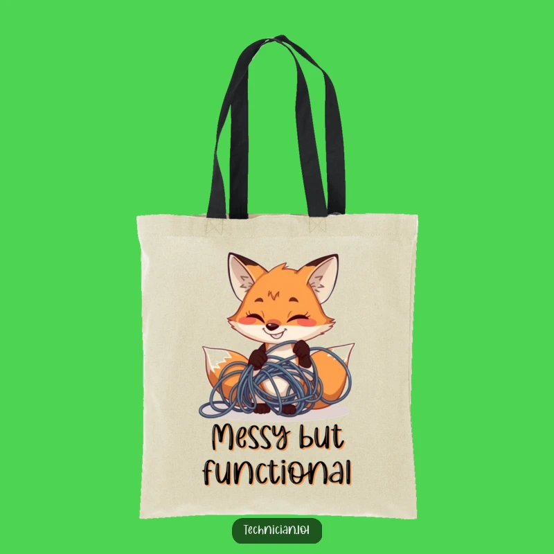 Funny Fox Wire Fixer Tote Bag: Durable Tech Accessory, Hilarious Problem Solver Gift