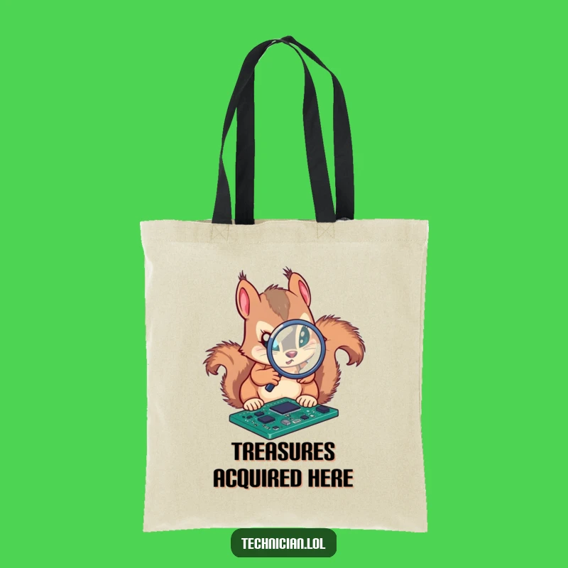 Funny Squirrel Engineer Tote Bag: Gadget Analyst Accessory, Perfect Humorous Gift